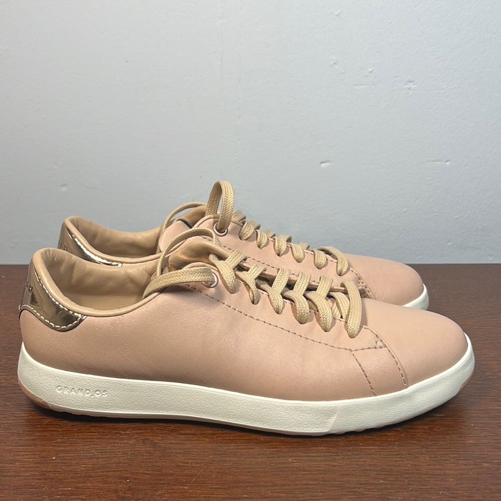 Cole Haan Grand Pro Tennis Sneaker Mahogany Leather Rose Gold Women's Size 6B